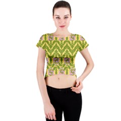 Texture Heather Nature Crew Neck Crop Top by Pakrebo