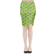 Texture Green Plant Leaves Arches Midi Wrap Pencil Skirt