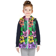 Hibiscus Flower Plant Tropical Kids  Hooded Puffer Vest by Pakrebo