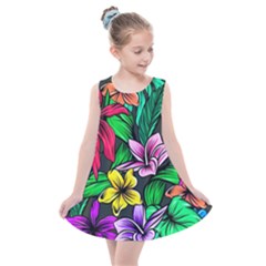 Hibiscus Flower Plant Tropical Kids  Summer Dress by Pakrebo