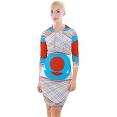 Line Art Geometric Design Line Quarter Sleeve Hood Bodycon Dress