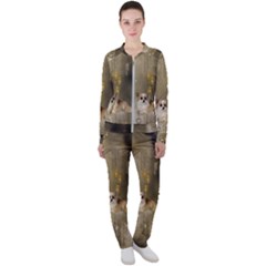 Cute Little Chihuahua With Hearts On The Moon Casual Jacket And Pants Set by FantasyWorld7