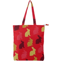 Rabbit, Rabbit - Red Double Zip Up Tote Bag by WensdaiAmbrose