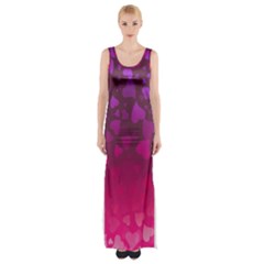 Purple Pink Hearts  Maxi Thigh Split Dress by LoolyElzayat