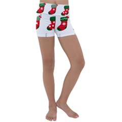 Christmas Stocking Candle Kids  Lightweight Velour Yoga Shorts by Mariart