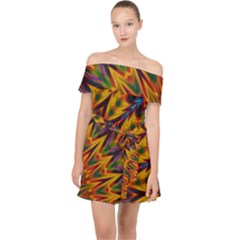 Background Abstract Texture Chevron Off Shoulder Chiffon Dress