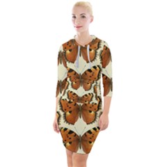 Butterflies Insects Quarter Sleeve Hood Bodycon Dress