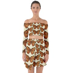 Butterflies Insects Off Shoulder Top With Skirt Set by Mariart