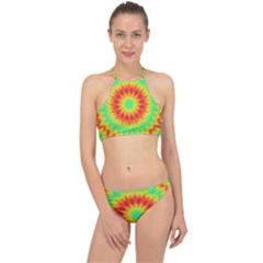 Kaleidoscope Background Red Yellow Racer Front Bikini Set