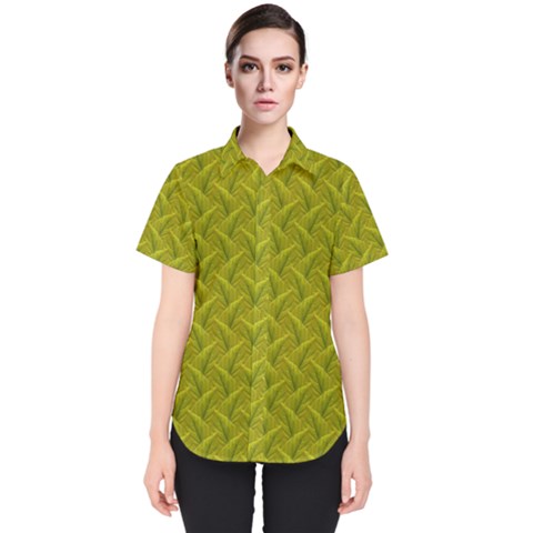 Autumn Leaves Pattern Women s Short Sleeve Shirt by LoolyElzayat