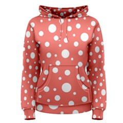 Polka Dot On Living Coral Women s Pullover Hoodie by LoolyElzayat