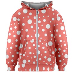 Polka Dot On Living Coral Kids  Zipper Hoodie Without Drawstring by LoolyElzayat