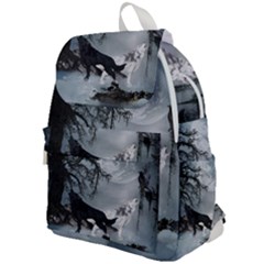 Awesome Black And White Wolf In The Dark Night Top Flap Backpack