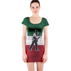 Flag Patriote Quebec Patriot Red Green White Grunge Vieux Patriot Henri Julien Short Sleeve Bodycon Dress by Quebec