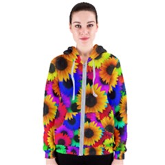 Sunflower Colorful Women s Zipper Hoodie by Mariart