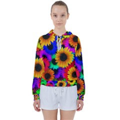 Sunflower Colorful Women s Tie Up Sweat by Mariart