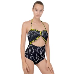 Anti-anxiety Black And White  Scallop Top Cut Out Swimsuit by SirCeazer