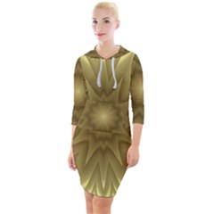 Background Pattern Golden Yellow Quarter Sleeve Hood Bodycon Dress