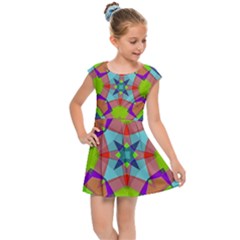 Farbenpracht Kaleidoscope Pattern Kids  Cap Sleeve Dress