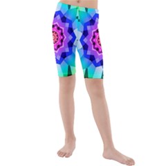 Ornament Kaleidoscope Kids  Mid Length Swim Shorts