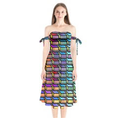 Pattern Background Creativity Shoulder Tie Bardot Midi Dress by Pakrebo