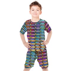 Pattern Background Creativity Kids  Tee And Shorts Set by Pakrebo