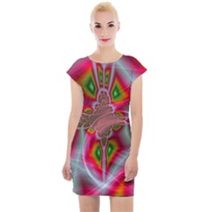 Fractal Art Pictures Digital Art Cap Sleeve Bodycon Dress