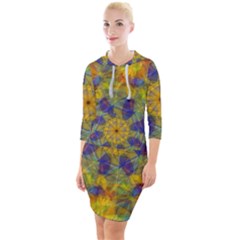 Farbenpracht Kaleidoscope Quarter Sleeve Hood Bodycon Dress