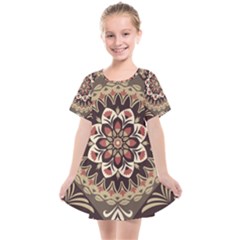 Seamless Pattern Floral Flower Kids  Smock Dress