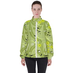 Seamless Pattern Green Garden High Neck Windbreaker (women)