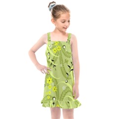 Seamless Pattern Green Garden Kids  Overall Dress