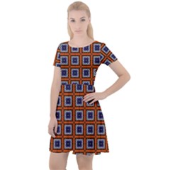 Tile Background Image Pattern Cap Sleeve Velour Dress 