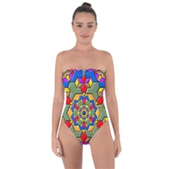 Background Image Pattern Tie Back One Piece Swimsuit by Pakrebo