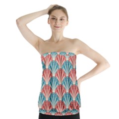 Seamless Patter Peacock Feathers Strapless Top