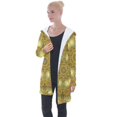 Pattern Background Gold Golden Longline Hooded Cardigan