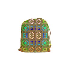 Background Image Tile Geometric Drawstring Pouch (small)