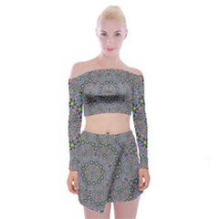 Background Image Creativity Off Shoulder Top With Mini Skirt Set by Pakrebo