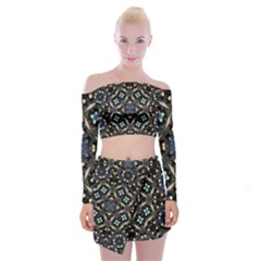 Tile Background Image Pattern Patterns Off Shoulder Top With Mini Skirt Set by Pakrebo