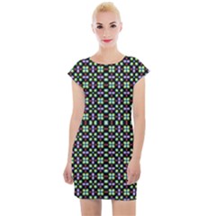 Background Image Pattern Cap Sleeve Bodycon Dress