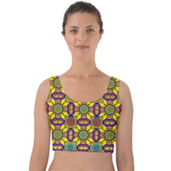 Background Image Geometric Velvet Crop Top