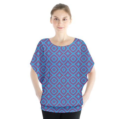 Background  Geometric Pattern Batwing Chiffon Blouse by Pakrebo