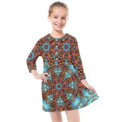 Fractal Background Colorful Graphic Kids  Quarter Sleeve Shirt Dress