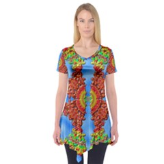 Pictures Digital Art Abstract Short Sleeve Tunic  by Pakrebo