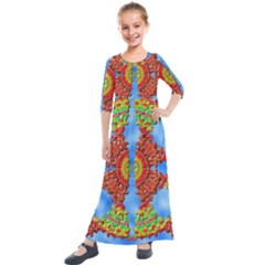 Pictures Digital Art Abstract Kids  Quarter Sleeve Maxi Dress