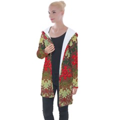 Tile Background Image Color Pattern Longline Hooded Cardigan