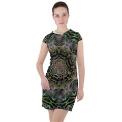 Fractal  Background Graphic Drawstring Hooded Dress by Pakrebo