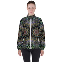 Fractal  Background Graphic High Neck Windbreaker (women) by Pakrebo