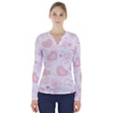 Pastel Pink Hearts V-Neck Long Sleeve Top View1