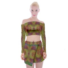 Pattern Background Off Shoulder Top With Mini Skirt Set by Pakrebo