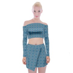 Background Image Pattern Off Shoulder Top With Mini Skirt Set by Pakrebo